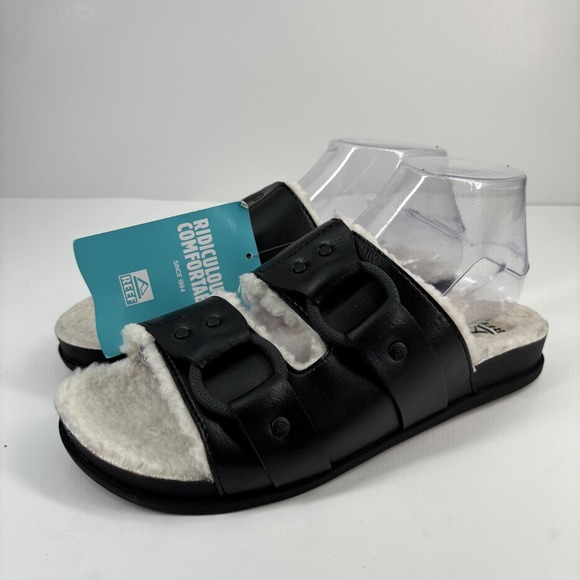 Reef Shoes - Reef Vera Cruz Cozy Women's US 8 Night Faux Fur Shearling Comfort Slide Sandals‎